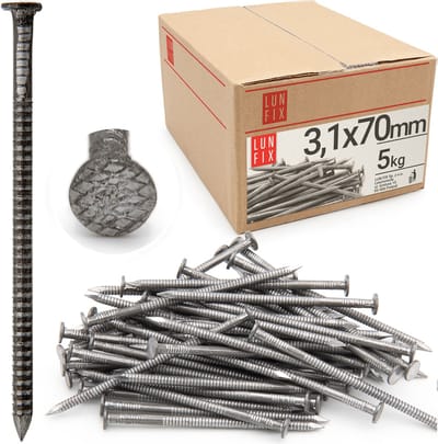 LUN FIX - Rillennagel 3 x 70 mm - 5kg (ca. 1120 stk.) - ongegalvaniseerde bouwspijker - houten spijkers voor bouwprojecten