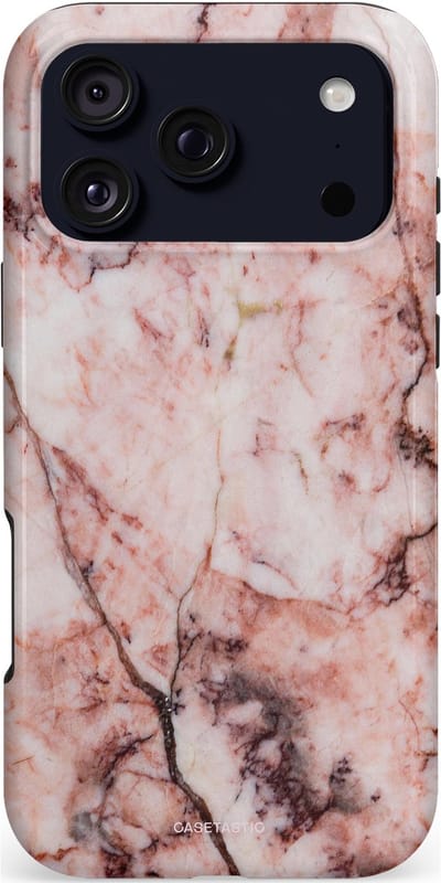 Casetastic hoesje geschikt voor Apple iPhone 17 Pro Max - MagSafe - Dubbellaagse bescherming - Koraalrif Marmer - Fashion Case - Lichtroze Perzik