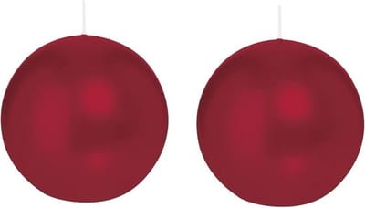 Trend Candles Bolkaars glad - 2x - bordeaux rood - 7 cm - 16 branduren - ronde kaarsen