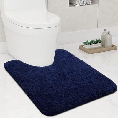 Zachte antislip toiletmat met uitsparing - 51 x 61 cm - Marineblauw