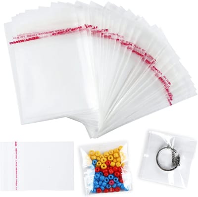 Pack van 400 Zelfklevende Plastic Zakjes 4 x 6 cm, Transparante Cellofaanzakjes voor Cadeaus en Sieraden, Klein en Handig