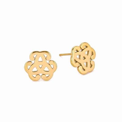 WeLoveSilver - oorstekers chirurgisch staal - triquetra - goudkleurig - 6 mm