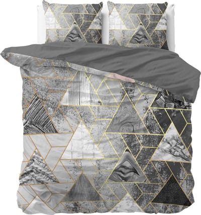 Dreamhouse Bedding Luxury Triangle - Dekbedovertrekset - Lits-Jumeaux - 240x200/220 + 2 kussenslopen 60x70 - Grijs
