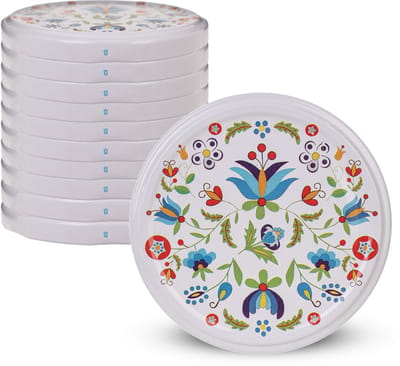 KADAX Schroefdeksel met diameter van 82 mm, metalen twist-off-deksel, reservedeksel voor inmaakpotten en weckpotten, deksel met 6 inkepingen (bloemen, 10 stuks)