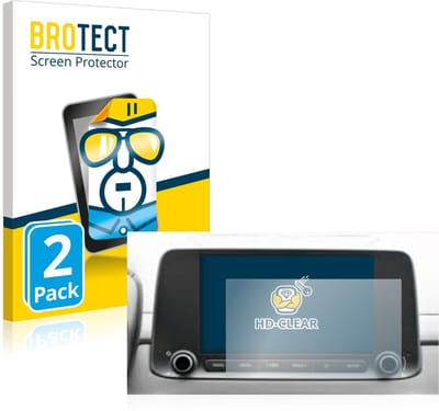 BROTECT - Screenprotector voor Hyundai Kona 2021 Infotainment System 8" - Folie Beschermfolie transparant 2 Stuks