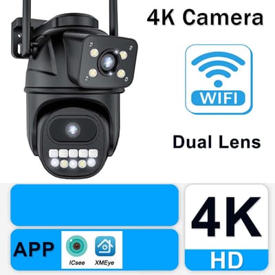 6K 12MP WiFi IP Camera Buiten Drie lens Panoramisch Zicht PTZ IP Cam Bewegingsdetectie Beveiligingsbescherming CCTV Videobewaking 8MP Camera