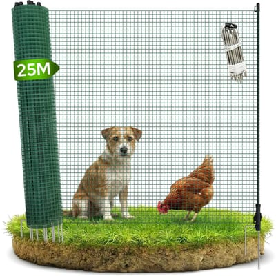 AREBOS Weidehek & mobiel hondenhek 25 m - Campinghek voor honden zonder stroom