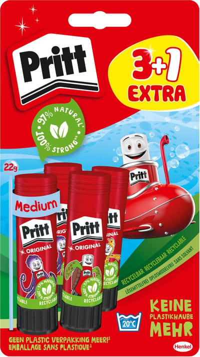 Pritt Lijmstift Original 4x22g – Lijmstick voor School & Kantoor – Sterke Hechting – Oplosmiddelvrij & Kinderveilig