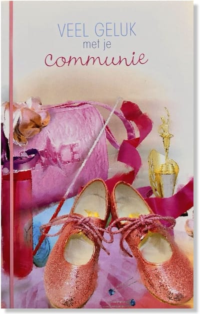 Communie Wenskaart Ballerina - 12x17cm - Gevouwen kaart inclusief envelop - Communiekaart