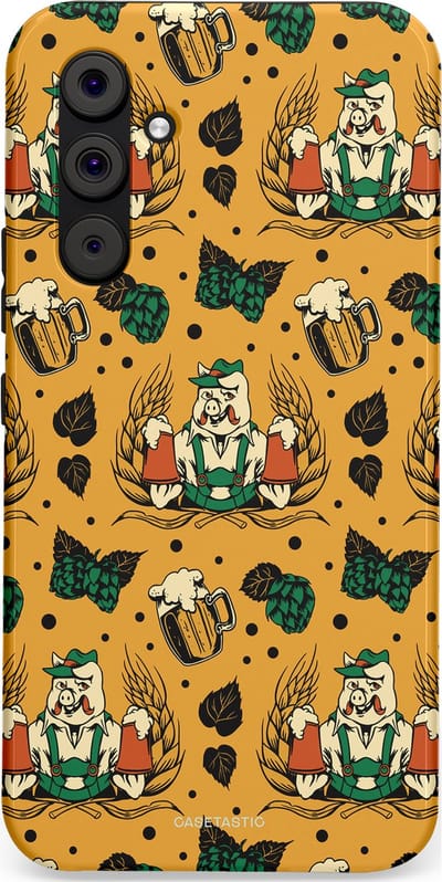Casetastic hoesje geschikt voor Samsung Galaxy A54 (2023) 5G - Dubbellaagse bescherming - Oktoberpret - Fashion Case - Goud Taupe Donkergroen Donkergrijs