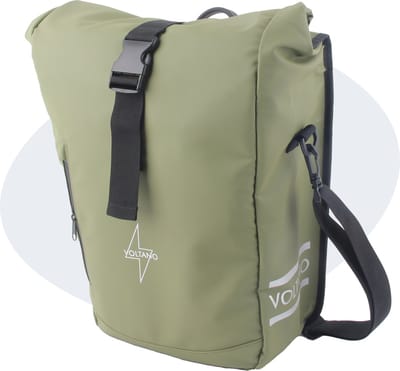 Voltano Journey Luxe Fietstas 28L - Olijf Groen - Enkele Pakaftas - Laptopvak - Met Schouderband - Waterdicht - Inclusief Extra E-bike Beugels