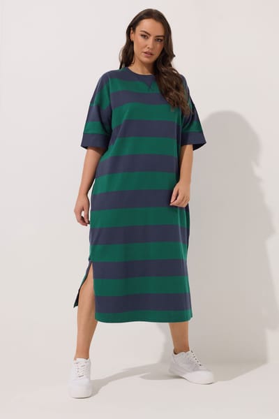 Yours Groene Gestreepte Zware Werpjurk Size 42