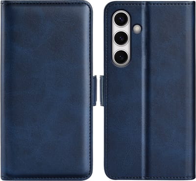 MobyDefend Hoesje - Geschikt voor Samsung Galaxy S24 FE - Luxe Wallet Book Case (Sluiting Zijkant) - Blauw