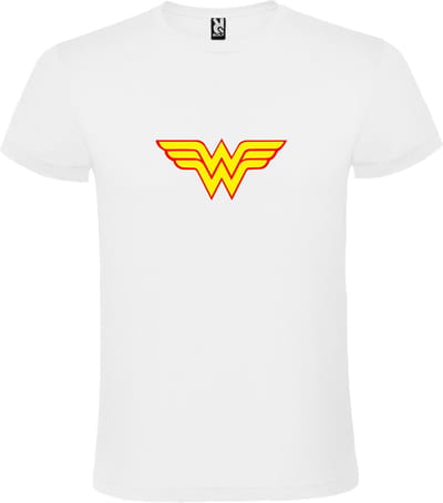 Wit T shirt met print van 'Wonder Woman' print Goud / Rood size XS