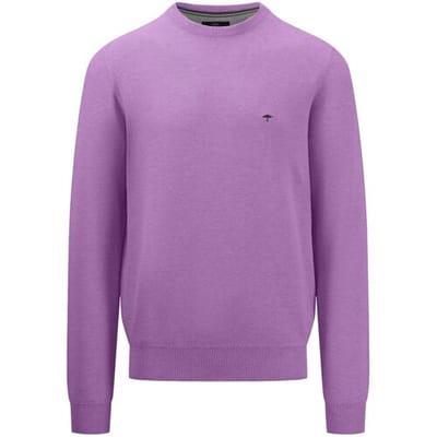 Fynch-Hatton Trui Fine Structure Cotton O-Neck Dusty Lavender / male