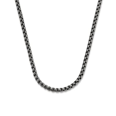 Frank 1967 7FN-0053 Stalen Ronde Venetiaanse Ketting - Heren - 60cm - 3,9mm Dikte - Staal - Antraciet - Cadeau voor mannen