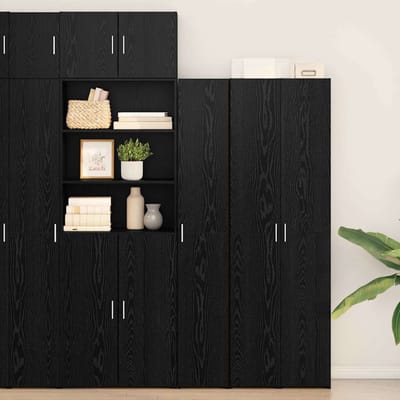 vidaXL - Highboard - Zwart - Eiken - 30 - x - 42,5 - x - 185 - cm