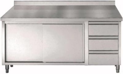 700 Werktafel Schuifdeuren Laden Rand 1800 - Combisteel