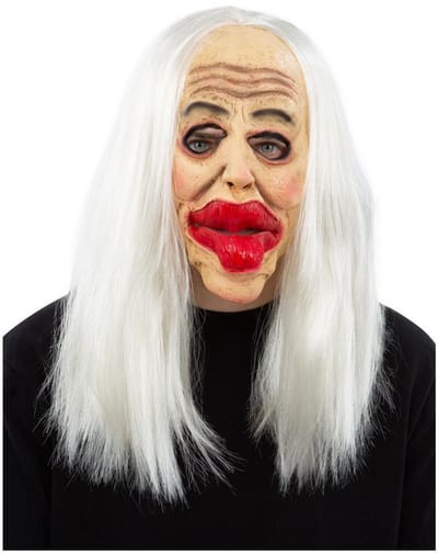 Smiffy's - Monster & Griezel Kostuum - Mislukte Operatie Latex Masker - Wit / Beige, Beige - One Size - Carnavalskleding - Verkleedkleding