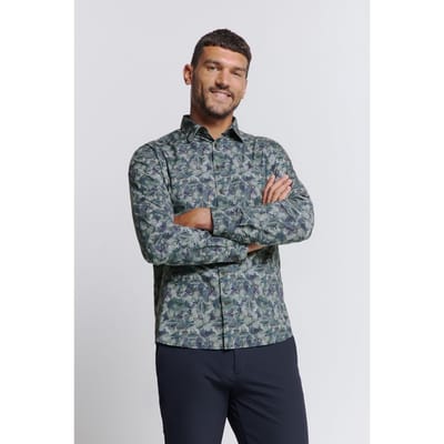 No Excess Shirt Stretch Allover Printed Blueberry Maat: M | Casual Overhemden Outlet | Heren | Blauw