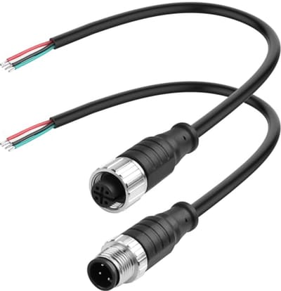 M12-stekker luchtvaartsensor en bedradingskabel - 25 cm, IP67, waterdichte industriële cirkelconnector