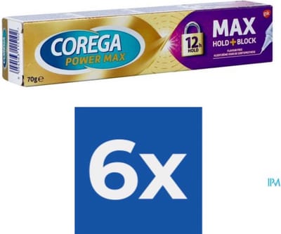 Corega - Kunstgebit - Kleefpasta - Power Max - Max Hold+Block - 70g x 6