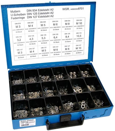 Dresselhaus RVS Zeskantmoeren & Sluitringen Assortiment – 744-delig – DIN-norm