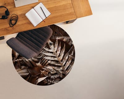 Coloray Vloerbeschermer - Metalen bladeren Stoel Mat - 100x100 cm - Bruin Bureau Stoel Mat - Vloerbeschermer PVC - Mótif Vloerbeschermer - Ronde Mat - Natuur Thema