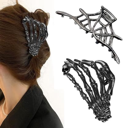 Gothic Spinnen Haarclips voor Halloween - Duurzame Alloy Accessoires met Skulls en Cobwebs voor Punk en Y2K Stijl