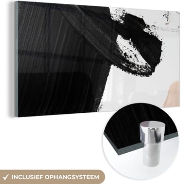 MuchoWow® Glasschilderij 40x20 cm - Schilderij acrylglas - Verf - Design - Abstract - Foto op glas - Schilderijen