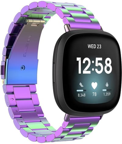 By Qubix - Compatible Fitbit bandje - geschikt voor Fitbit Versa 3/4 & Sense 1/2 metalen schakelbandje - Multicolor Smartwatchbandje bandje Armband Polsband Strap Band Watchband