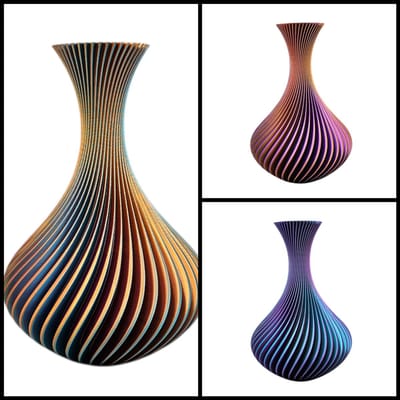 Layerzz - Vaas Flux - voor droog en of zijdebloemen - huisdecoratie - kleurveranderend - 22 CM - Goud blauw paars