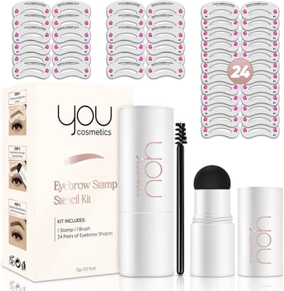 YOU Cosmetics® Wenkbrauw stempel set - Wenkbrauw poeder - Make-up - Lichtbruin - Inclusief 48 sjablonen