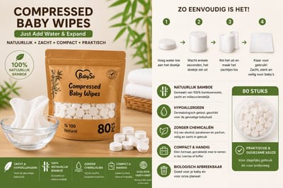 BabySo Gecomprimeerde Babydoekjes 80 Stuks – Bamboe – Compact Coin Tissue – Water Toevoegen – Hypoallergeen & Natuurlijk