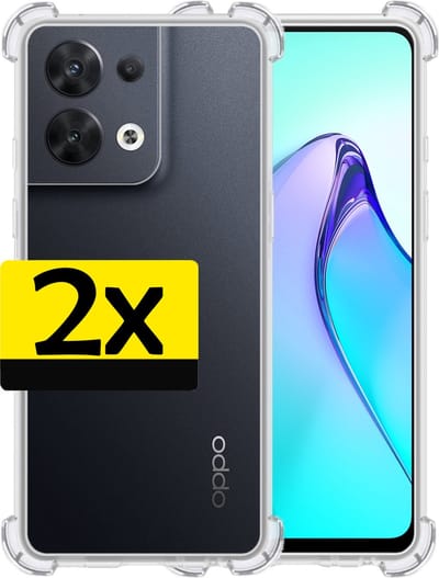 Hoesje - 2 Stuks - Geschikt voor OPPO Reno 8 Pro - Sterk & Shockproof - Siliconen Case - Back Cover - Telefoon Hoes Shock Proof - Telefoonhoesjes - Transparant