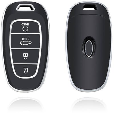 Autosleutel Hoesje geschikt voor Hyundai - Sleutelcover - TPU Cover Sleutelhoes - Accessoires - zwart