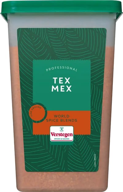 Verstegen - Tex Mex kruiden fijn met zout - World Spice Blends - XL doos - Kruiden & specerijen - 1900g