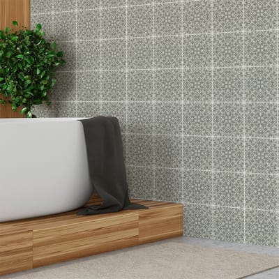 Zelfklevende tegelmuurstickers voor keuken en badkamer - 9 cementtegelstickers, Azulejos Chana-stijl - 9 stickers, 10x10 cm