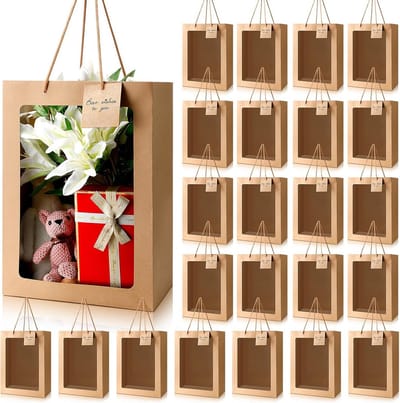 24x Doorzichtige Cadeauzakken met Venster en Handvat - Ideaal voor Feestartikelen, Bloemen en Geschenken