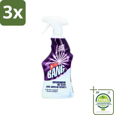 3 x Cillit Bang - Power Cleaner - Bleek & Hygiëne - Schoonmaakspray - Voor Vlekken en Aanslag - 750 ml - Grootverpakking - Schoonmaakspray - Vlekkenverwijderaar - Aanslag - Schoonmaak - Hygiëne