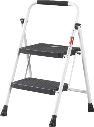 Opvouwbare Aluminium Ladder - Inklapbare Huishoudladder met 2 Treden voor Veilig Gebruik in Huis en Kantoor