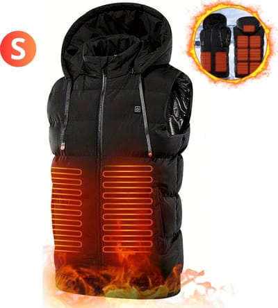 Nivard Verwarmde Bodywarmer - Heated Vest - Elektrische Bodywarmer - Rits Capuchon - Water Afstotend - Oplaadbaar - Maat S - Zwart
