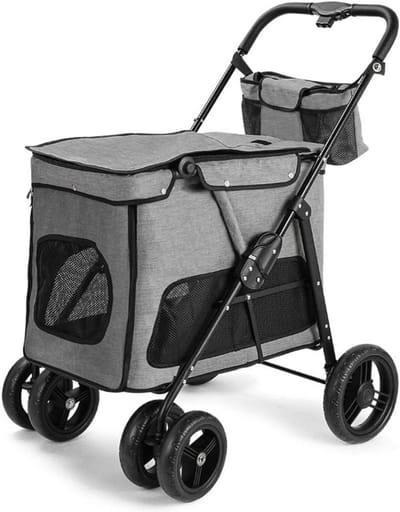 Huisdieren Kinderwagen - Reisdrager - Comfortabel Reizen - Afneembare Wieg - Tot 30KG - Grijs