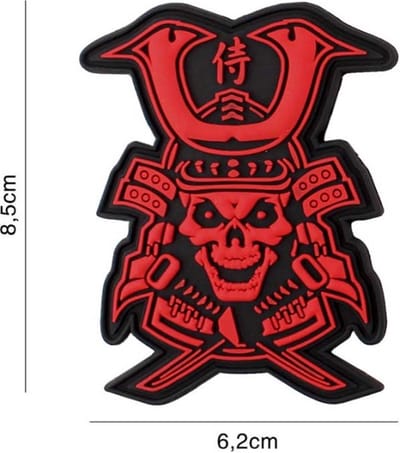 Embleem 3D PVC Samurai Skull Rood