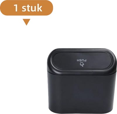 1artikel - Prullenbak voor in de auto - Opbergbak voor in de deur - Type met drukknop - Multifunctioneel accessoire voor in de voordeur van de auto - Zwart