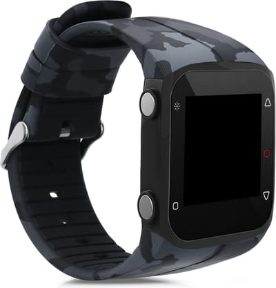 kwmobile polsband geschikt voor Polar M400 / M430 polsband - fitness tracker sport polsband gemaakt van TPU en siliconen - camouflage donkergrijs zwart lichtgrijs