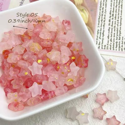 Lot de 10 Perles Étoiles Acryliques Scintillantes | Couleurs Mélangées avec Feuille d'Or, Dépolies, pour Fabrication de Bijoux, Artisanat DIY & Fournitures pour Bracelets Colliers