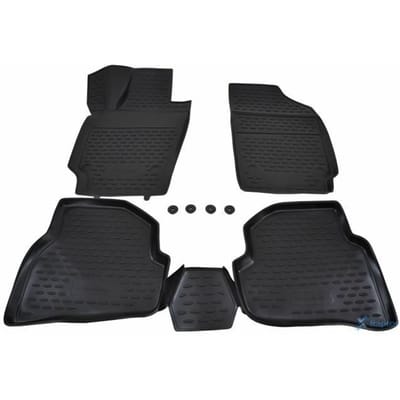 Tapis De Sol En Caoutchouc 3D - J&J AUTOMOTIVE - Volkswagen Polo 2009-2017 - Noir - Sur Mesure - Antidérapant noir