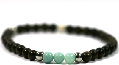 IbizaMen - heren armband - finse houten kralen 6mm - amazoniet stenen - 21cm