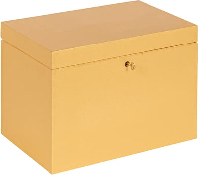 HAUDT® Kistje met slot BAS Goud - 29 x 20 x 21 cm - houten kist met slot - incl. koperen sleutel - Gouden metallic opbergkist